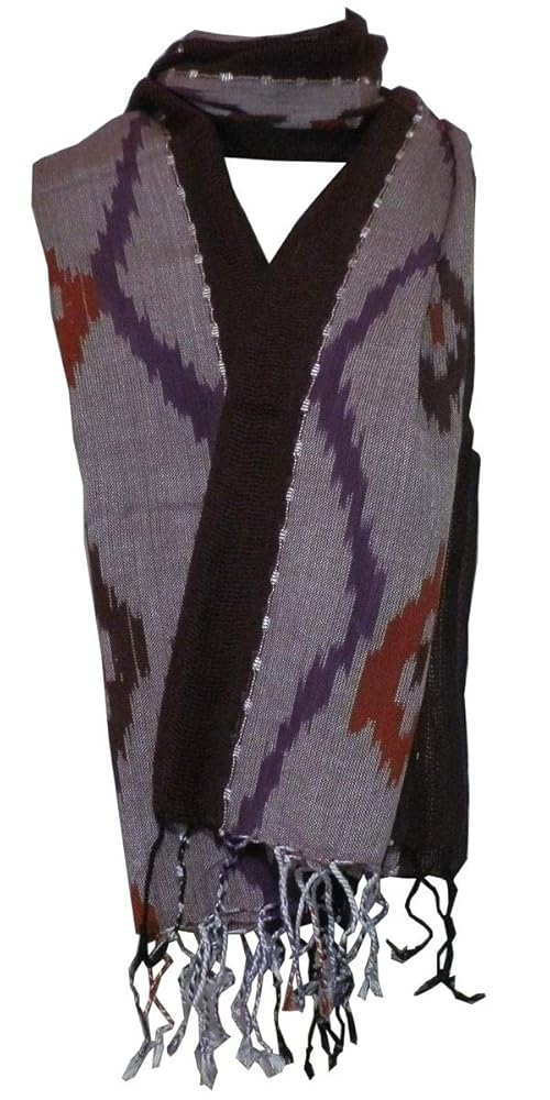 Amazon | ネパール・コットン・かすり柄ストール グレーがかった